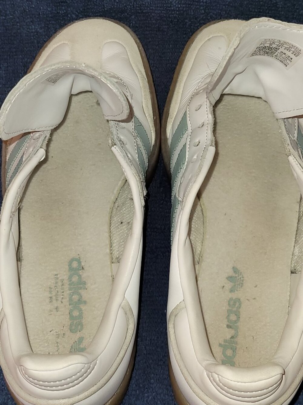 Adidas Sambae Samba Womens Size 7.5 White Light Blue Tan Sneakers JP5609 (#1655) - Picture 5 of 16